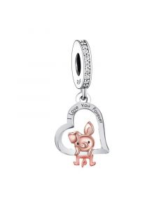 I Love You Forever Pig Bead Charm, 925 Sterling Silver Charms, For Pandora Charm Bracelet, Fit Pandora Charms, Charms for Pandora Bracelet