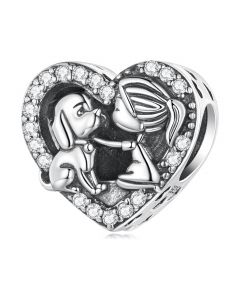 Girl and Boy Love Pet Charm, For Pandora Charm Bracelet, Charms for Pandora Bracelet, 925 Sterling Silver Charms, Fit Pandora Charms