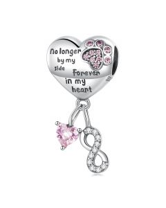 Pet Foreven in My Heart Charm, 925 Sterling Silver Charms, Fit Pandora Charms, For Pandora Charm Bracelet, Charms for Pandora Bracelet