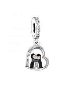 Couple Penguin I Love You Forever Charm, Charms for Pandora Bracelet, 925 Sterling Silver Charms, Fit Pandora Charms