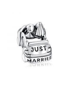 Groom and Wife in Just Married Car Charm, Charms for Pandora Bracelet, 925 Sterling Silver Charms, Fit Pandora Charms