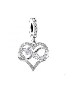 Mother and Daughter Infinity Love Charm, Butterflies and Flower Charm, Charms for Pandora Bracelet, Fit Pandora Charms