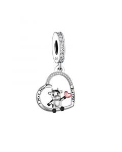 Little Cow Hand With Heart Charm, Charms for Pandora Bracelet, Fit Pandora Charms, 925 Sterling Silver Charms, For Pandora Charm Bracelet