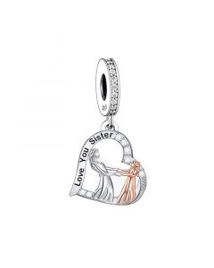 Love You Sister Charm, Fit Pandora Charms, Charms for Pandora Bracelet, For Pandora Charm Bracelet, 925 Sterling Silver Charms