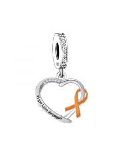 Breast Cancer Awareness Charm, Orange Ribbon Charm, 925 Sterling Silver Charms, Fit Pandora Charms, Charms for Pandora Bracelet