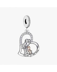 Mother and Baby You Are My World Charm, Charms for Pandora Bracelet, Fit Pandora Charms, 925 Sterling Silver Charms
