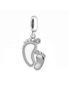 Baby Foot Clear Zircon Charm, Charms for Pandora Bracelet, 925 Sterling Silver Charms, Fit Pandora Charms, For Pandora Charm Bracelet