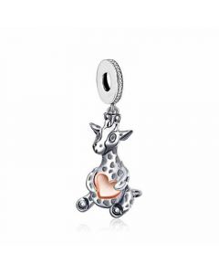 Baby Giraffe Heart Charm, 925 Sterling Silver Charms, For Pandora Charm Bracelet, Fit Pandora Charms, Charms for Pandora Bracelet