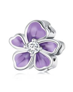 Gradient Purple Flower Charm, 925 Sterling Silver Charms, Charms for Pandora Bracelet, For Pandora Charm Bracelet, Fit Pandora Charms