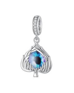 Evil Eye Heart Feather Charm, 925 Sterling Silver Charms, For Pandora Charm Bracelet, Charms for Pandora Bracelet, Fit Pandora Charms