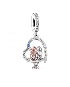 Mermaid Always My Sister Forever My Friend, Charms for Pandora Bracelet, Fit Pandora Charms, 925 Sterling Silver Charms