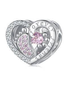 Foot with Heart Charm, Forever Friends Charm, Fit Pandora Charms, 925 Sterling Silver Charms, Charms for Pandora Bracelet