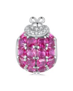 Sparkling Rose Red Ladybug Charm, Fit Pandora Charms, 925 Sterling Silver Charms, For Pandora Charm Bracelet, Charms for Pandora Bracelet