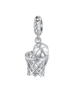 Basketball and Hoop Charm, For Pandora Charm Bracelet, Charms for Pandora Bracelet, 925 Sterling Silver Charms, Fit Pandora Charms