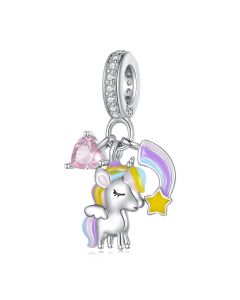 Unicorn Horse and Rainbow Charm, Fit Pandora Charms, For Pandora Charm Bracelet, 925 Sterling Silver Charms, Charms for Pandora Bracelet