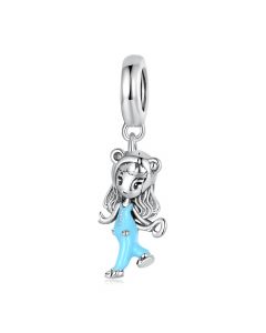 Happy Girl Charm, For Pandora Charm Bracelet, 925 Sterling Silver Charms, Charms for Pandora Bracelet, Fit Pandora Charms