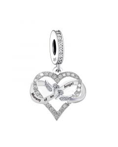Angel Wings Baby Foot Mummy of an Angel Infinity Heart Charm, 925 Sterling Silver Charms, Charms for Pandora Bracelet, Fit Pandora Charms
