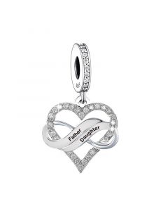 Father Daughter Endless Love Heart Charm, Fit Pandora Charms, Charms for Pandora Bracelet, 925 Sterling Silver Charms