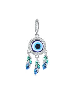 Blue Devil's Eye Dangle Charm, Dreamcatcher Pendant Charm, Fit Pandora Charms, Charms for Pandora Bracelet, 925 Sterling Silver Charms