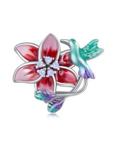 Colorful Flower & Bird Spacer Charm, Fit Pandora Charms, For Pandora Charm Bracelet, Charms for Pandora Bracelet, 925 Sterling Silver Charms