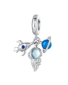 Astronaut Rocket Planet Charm, Space Travel Charm, Charms for Pandora Bracelet, Fit Pandora Charms, 925 Sterling Silver Charms