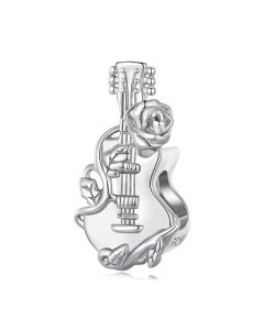 Rose Guitar Charm, Charms for Pandora Bracelet, 925 Sterling Silver Charms, Fit Pandora Charms, For Pandora Charm Bracelet
