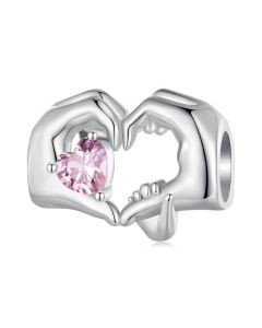 Mon and Baby Heart Shape Hand Love Charm, Fit Pandora Charms, Charms for Pandora Bracelet, 925 Sterling Silver Charms