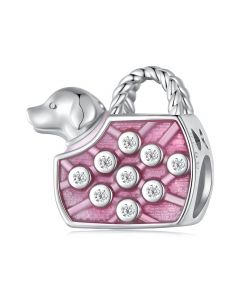 Pet Dog in Handbag Charm, 925 Sterling Silver Charms, Fit Pandora Charms, Charms for Pandora Bracelet, For Pandora Charm Bracelet