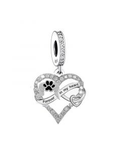 Angel Pet Forever In My Heart Charm, 925 Sterling Silver Charms, For Pandora Charm Bracelet, Fit Pandora Charms, Charms for Pandora Bracelet