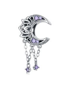 Moon Flower Tassel Charm, Fit Pandora Charms, Charms for Pandora Bracelet, 925 Sterling Silver Charms, For Pandora Charm Bracelet