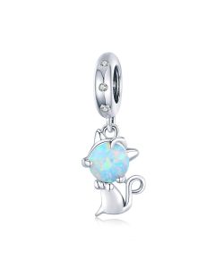Opal Cat Charm, Fit Pandora Charms, For Pandora Charm Bracelet, Charms for Pandora Bracelet, 925 Sterling Silver Charms