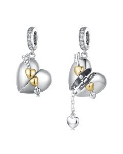Openable Cupid's Arrow Heart Pendant Charm, 925 Sterling Silver Charms, Charms for Pandora Bracelet, Fit Pandora Charms