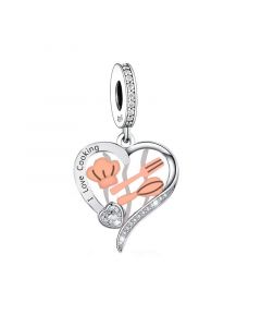 I Love Cooking Heart Charm, Fit Pandora Charms, Charms for Pandora Bracelet, For Pandora Charm Bracelet, 925 Sterling Silver Charms