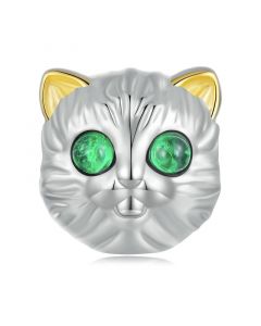 Delicate Green Spinel Kitty Cat Charm, Fit Pandora Charms, 925 Sterling Silver Charms, Charms for Pandora Bracelet