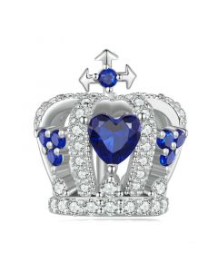 Blue Heart Zircon Crown Charm, Fit Pandora Charms, Charms for Pandora Bracelet, For Pandora Charm Bracelet, 925 Sterling Silver Charms