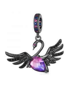 Black Swan Zircon Pendant Charm, Fit Pandora Charms, 925 Sterling Silver Charms, Charms for Pandora Bracelet, For Pandora Charm Bracelet