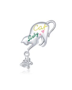 Baby Cat Playing Charm, Charms for Pandora Bracelet, 925 Sterling Silver Charms, For Pandora Charm Bracelet, Fit Pandora Charms