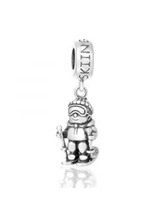 Skiing Sport Dangle Charm, Fit Pandora Charms, For Pandora Charm Bracelet, Charms for Pandora Bracelet, 925 Sterling Silver Charms