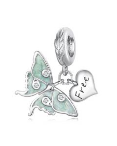 Wizard of Oz Butterfly Heart Free Charm, Fit Pandora Charms, 925 Sterling Silver Charms, Charms for Pandora Bracelet