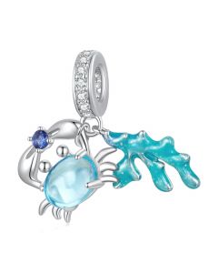 Crab and Seaweed Peadant Charm, 925 Sterling Silver Charms, Fit Pandora Charms, Charms for Pandora Bracelet, For Pandora Charm Bracelet