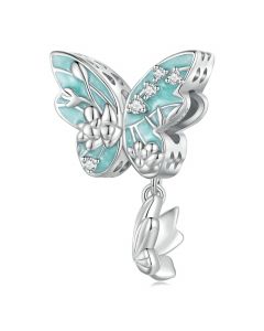 Butterfly Flower Charm, 925 Sterling Silver Charms, Fit Pandora Charms, Charms for Pandora Bracelet, For Pandora Charm Bracelet