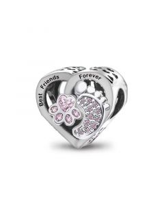 Baby Foot and Pet Paw Heart Charm, 925 Sterling Silver Charms, Charms for Pandora Bracelet, Fit Pandora Charms, For Pandora Charm Bracelet