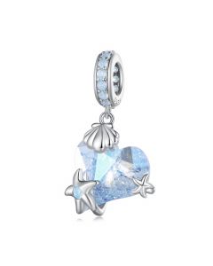 Shell Starfish Heart Charm, 925 Sterling Silver Charms, For Pandora Charm Bracelet, Fit Pandora Charms, Charms for Pandora Bracelet