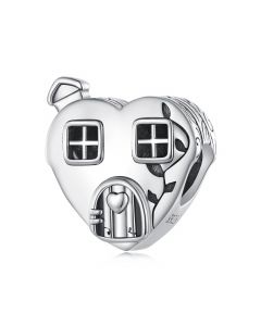 Heart-Shaped Sweet Home House Charm, 925 Sterling Silver Charms, Charms for Pandora Bracelet, For Pandora Charm Bracelet, Fit Pandora Charms