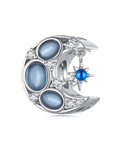 Moon and Star Charm, 925 Sterling Silver Charms, For Pandora Charm Bracelet, Charms for Pandora Bracelet, Fit Pandora Charms