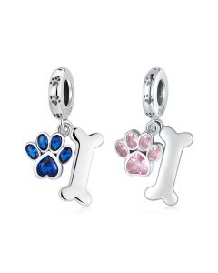 Dog Paw & Bone Pendant Charm, For Pandora Charm Bracelet, 925 Sterling Silver Charms, Fit Pandora Charms, Charms for Pandora Bracelet