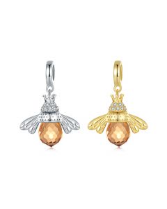 Crystal Crown Bee Pendant Charm, Fit Pandora Charms, For Pandora Charm Bracelet, 925 Sterling Silver Charms, Charms for Pandora Bracelet