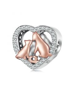 Cats Heart Charm, Charms for Pandora Bracelet, For Pandora Charm Bracelet, 925 Sterling Silver Charms, Fit Pandora Charms