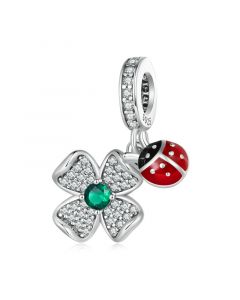 Lucky Clover Ladybug Pendant Charm, Fit Pandora Charms, For Pandora Charm Bracelet, 925 Sterling Silver Charms, Charms for Pandora Bracelet