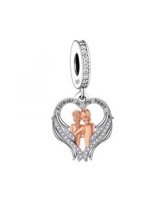 Mother Daughter Forever in My Heart Charm, 925 Sterling Silver Charms, Fit Pandora Charms, Charms for Pandora Bracelet